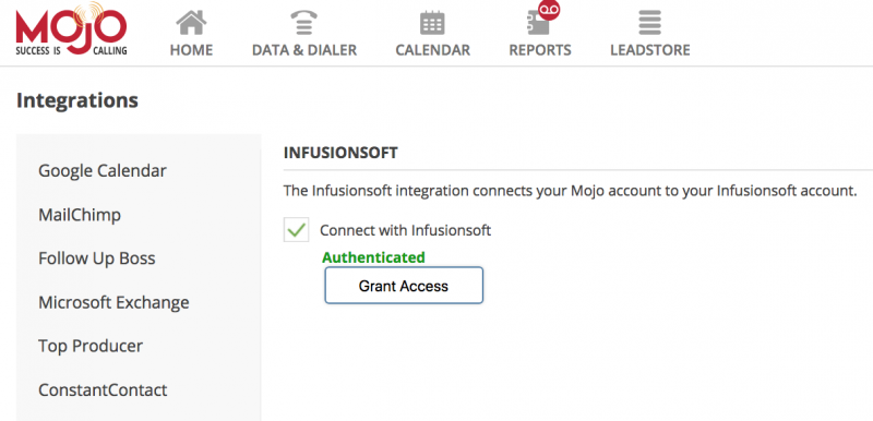Connect Infusionsoft to Mojo Dialer