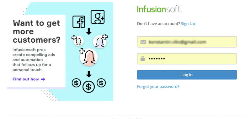 Log in to Infusionsoft to authenticate