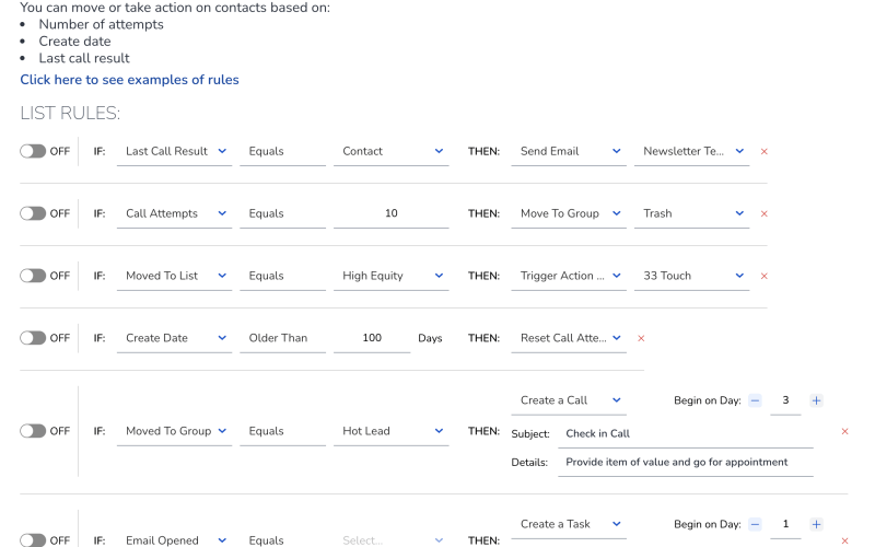 Available List Rules