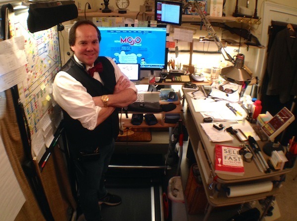 Ray’s customized Mojo workstation – he spends most of his 8 a.m. to 6 p.m. days getting energized at his treadmill desk, often logging up to 10 miles per shift.