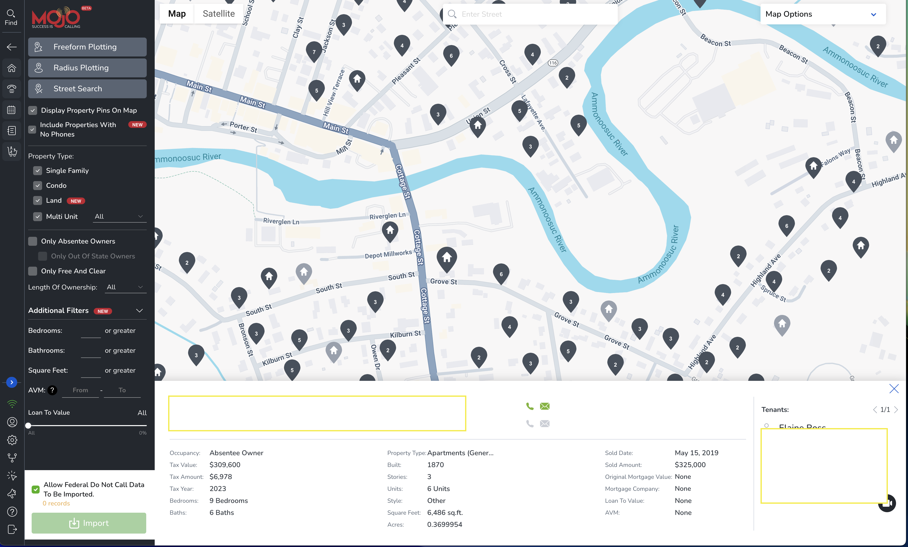 Displaying circle prospecting for listings map interface. Map interface for circle prospecting for listings.