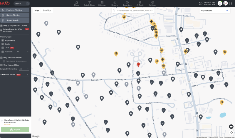 Geocoded homeowner data for real estate door knocking with Mojo.