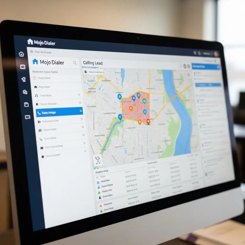 Real Estate agent using a CRM to view potential listing leads.