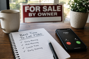 Chart of FSBO seller contact rates by hour of the day in the seller's local time