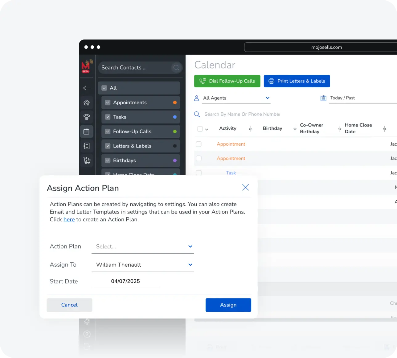 Mojo’s Smart Scheduling Tools View