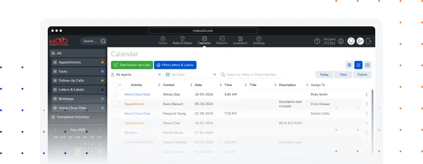 Mojo Lead Management View